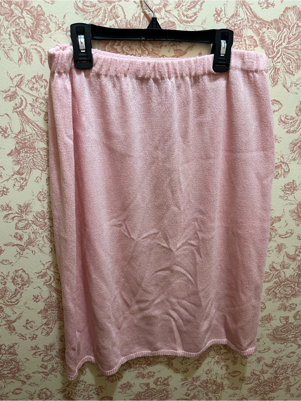 Knit Pencil Skirt in Light Pink with Elastic Waist